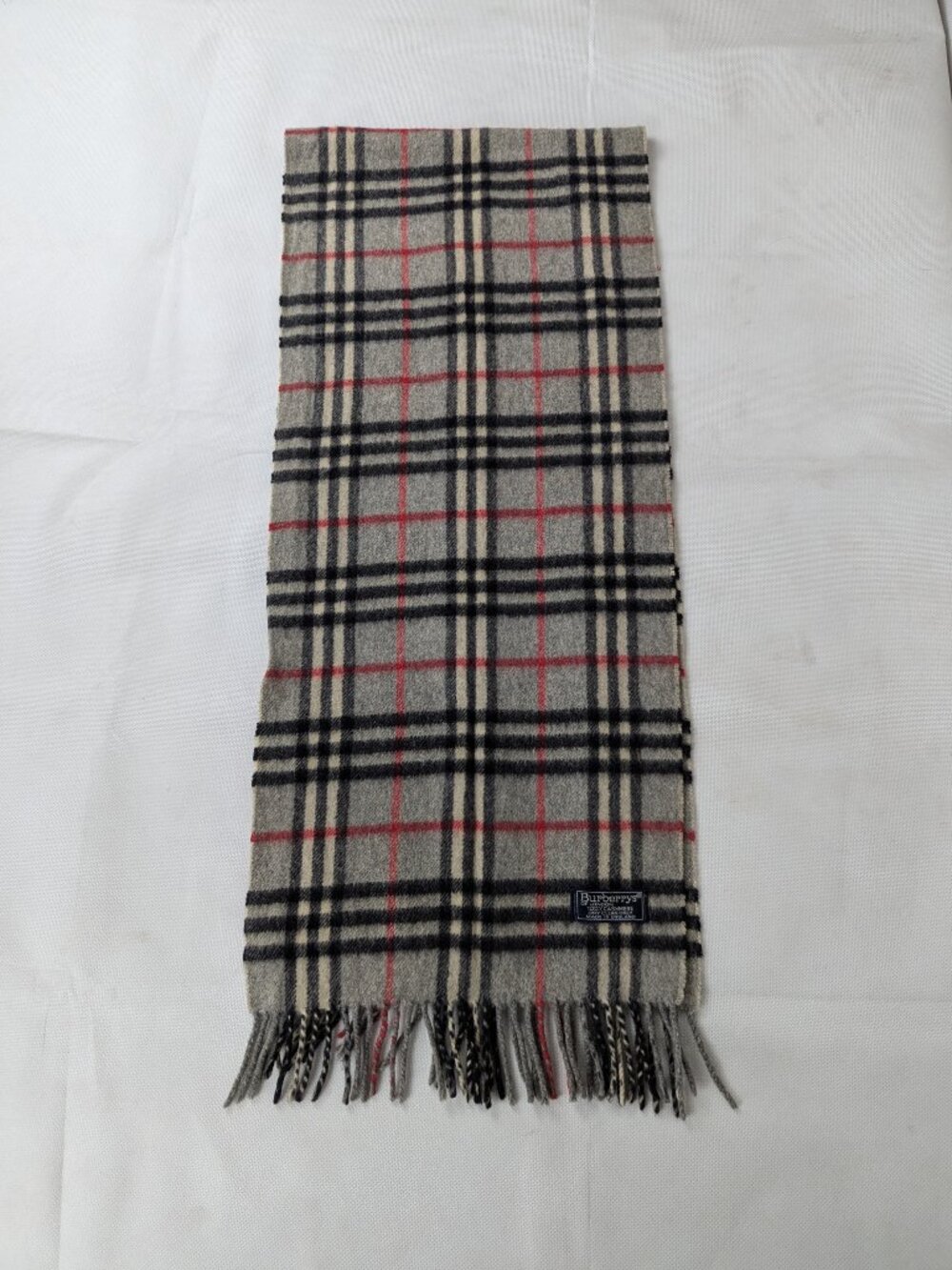 Authentic Burberry 100% Cashmere Nova Check Gray Scarf Unisex - Picture 5 of 8